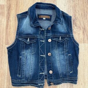 Wall Flower Denim Blue Jean Vest, Medium Child